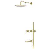 Душевая система ABBER Emotion 316 AF8817BG скрытого монтажа с изливом, брашированное светлое золото