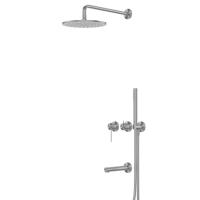 Душевая система ABBER Emotion 316 AF8817BGG скрытого монтажа с изливом, брашированная оружейная сталь