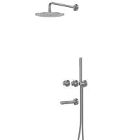 Душевая система ABBER Emotion 316 AF8850BGG скрытого монтажа с изливом, термостат, брашированная оружейная сталь