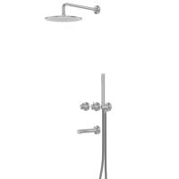 Душевая система ABBER Emotion 316 AF8850BST скрытого монтажа с изливом, термостат, брашированная сталь