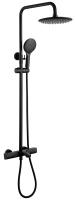 Душевая стойка ABBER Thermostat AF8516BL с термостатом и изливом, черный матовый