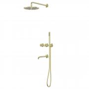 Душевая система ABBER Wasser Kreis 316 AF8150BG скрытого монтажа с изливом, термостат, брашированное светлое золото