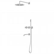 Душевая система ABBER Wasser Kreis 316 AF8150BST скрытого монтажа с изливом, термостат, брашированная сталь