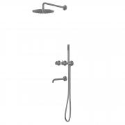 Душевая система ABBER Wasser Kreis 316 AF8150BGG скрытого монтажа с изливом, термостат, брашированная оружейная сталь