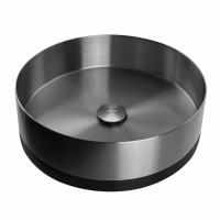 Раковина накладная ABBER Wasser Kreis AF2410BGM с черным основанием, оружейная сталь