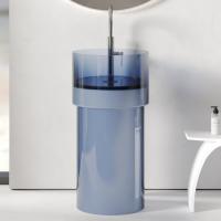 Раковина отдельностоящая прозрачная ABBER Kristall AT2701Saphir-H синяя